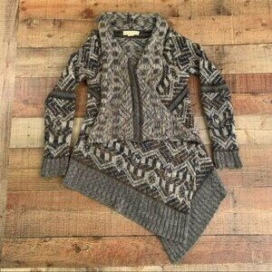 Staring at stars womens open front long length asymmetrical knit cardigan - S